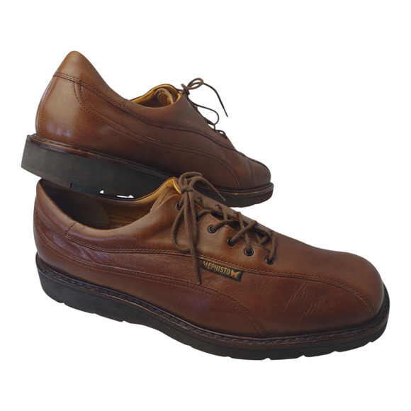 Mephisto Brown Leather Oxford Shoe Size 13 Solid Goodyear Welt Air Relax Loafer - Picture 2 of 15